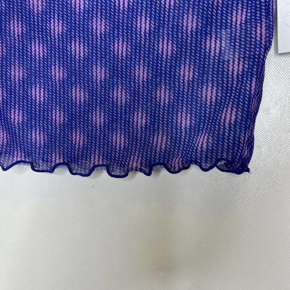 Abound Womens Ruffle Cap Sleeve Top Sheer Mesh Fitted Tee Purple XS - Picture 9 of 12